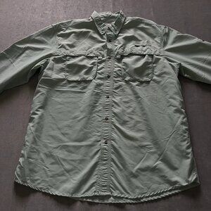 LL Bean Lightweight Button Down Shirt Men XL Tall Green Vented Back Fishing Golf